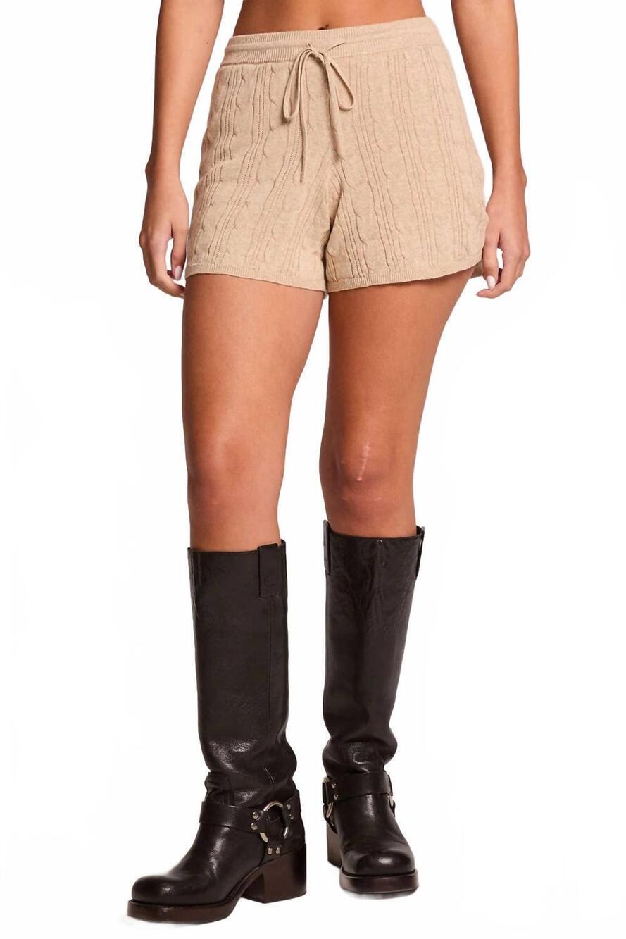 NEW CHASER evie ribbed shorts in khaki